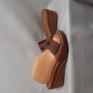 Enzo Angiolini Suede Leather Open Toe Wedge Sandals 8.5 Women's Ladies (Read)